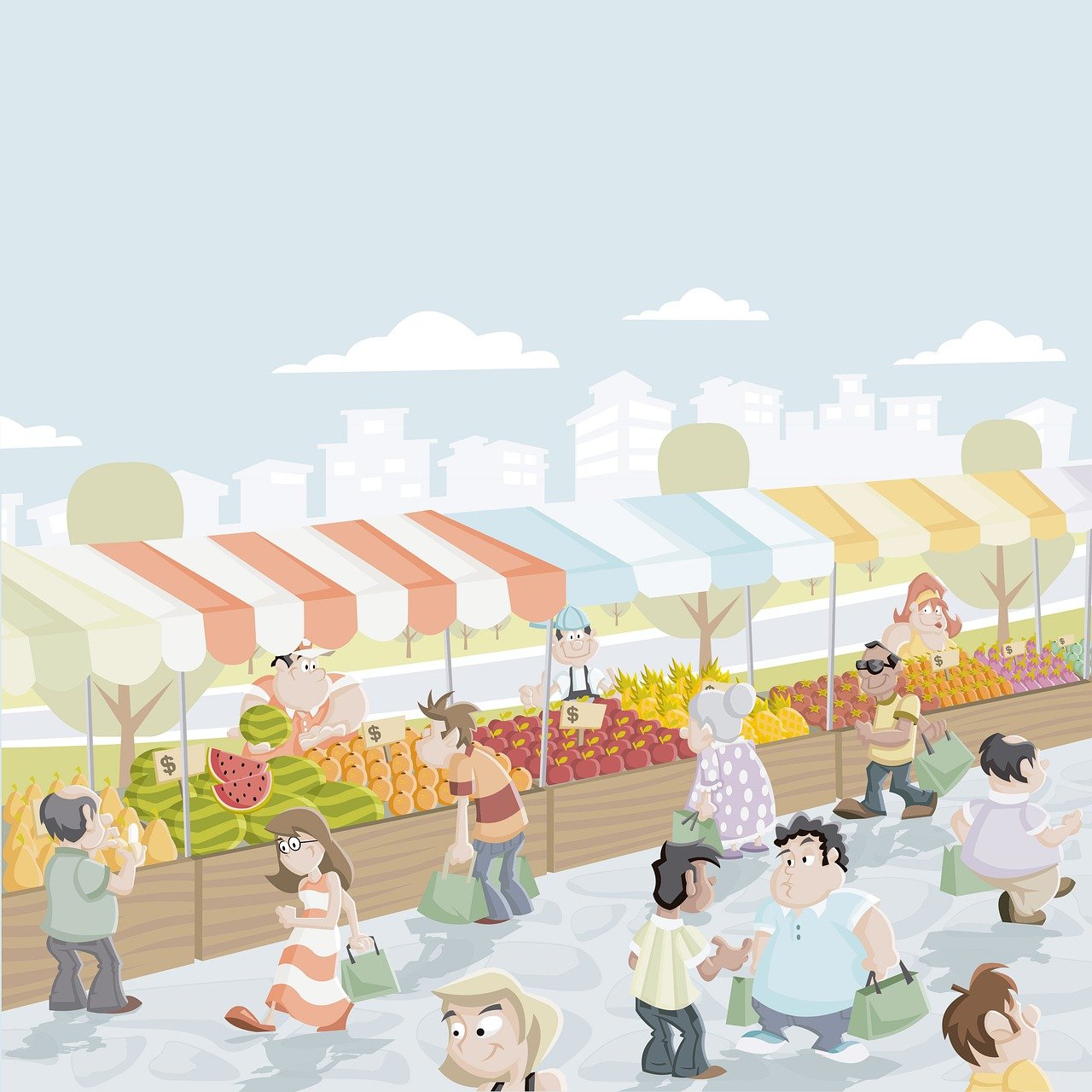 Local Market in a cartoon style